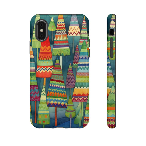 Knitted Christmas Trees - Impact Resistant Phone Case iPhone X Glossy